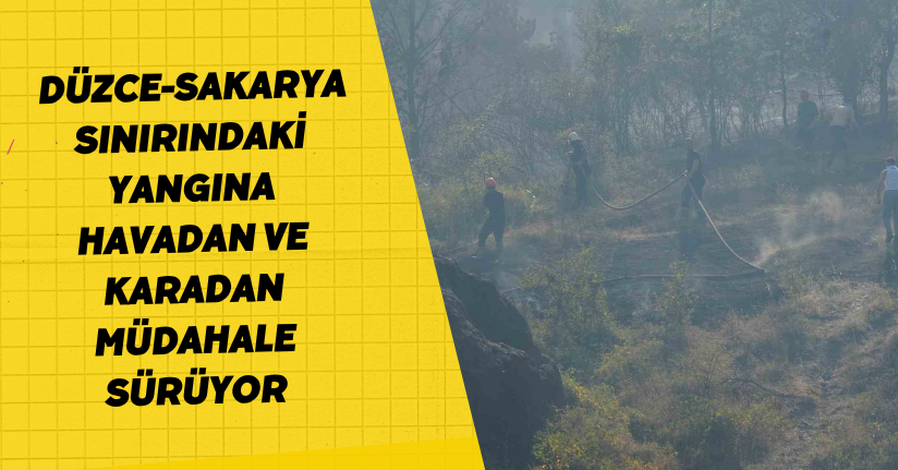 Düzce-Sakarya sınırındaki yangına havadan ve karadan müdahale sürüyor