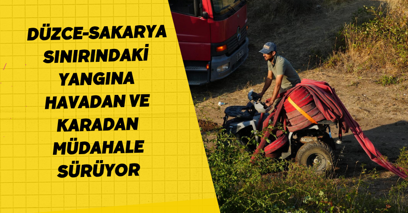 Düzce-Sakarya sınırındaki yangına havadan ve karadan müdahale sürüyor