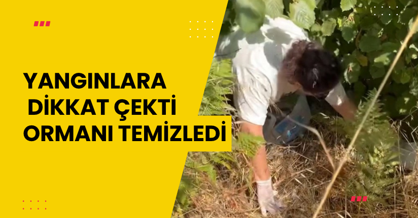Yangınlara dikkat çekti, ormanı temizledi