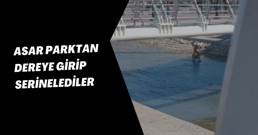 Asar parktan dereye girip serinelediler 