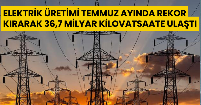Elektrik üretimi temmuz ayında rekor kırarak 36,7 milyar kilovatsaate ulaştı