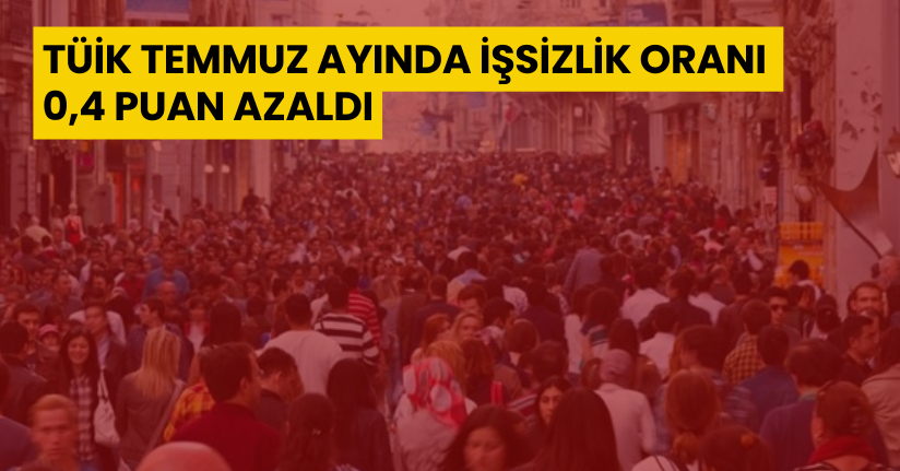 TÜİK: Temmuz ayında işsizlik oranı 0,4 puan azaldı