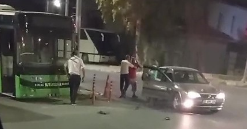 Darp edilen kadını halk otobüsü şoförleri kurtardı