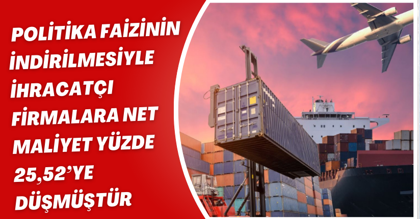 İhracatçı firmalara net maliyet yüzde 25,52’ye düşmüştür