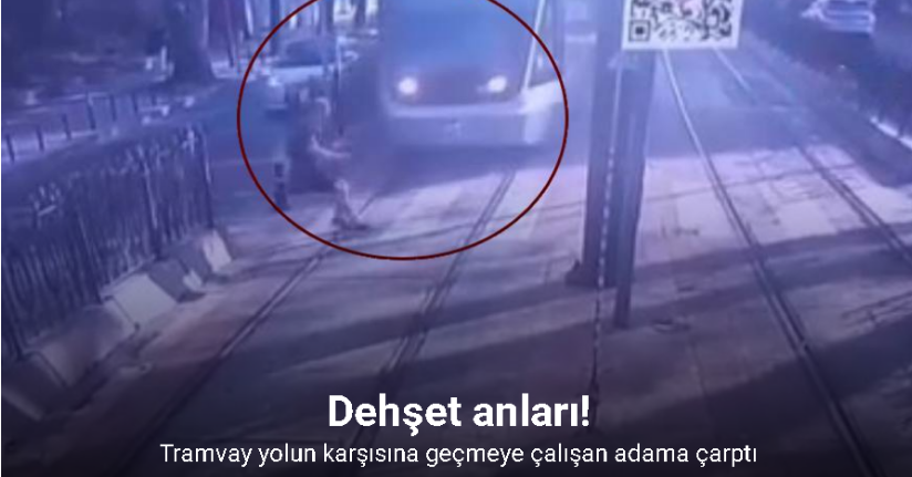 Beyoğlu’nda tramvayın yayaya çarptığı anlar kamerada