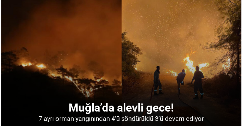 Muğla’da alevli gece: 7 ayrı orman yangınından 4’ü söndürüldü 3’ü devam ediyor