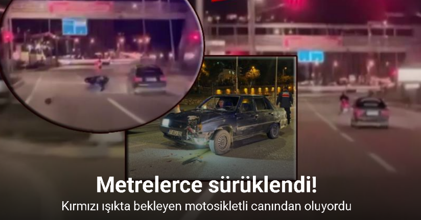 Kırmızı ışıkta bekleyen motosikletli canından oluyordu