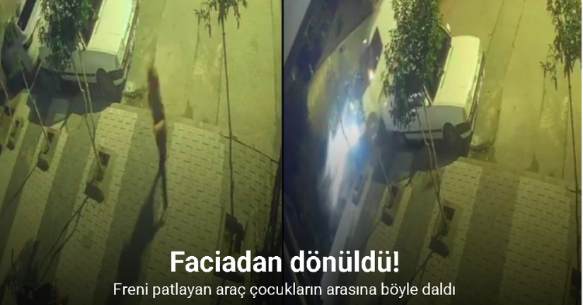 Arnavutköy’de faciadan dönüldü: Freni patlayan araç çocukların arasına böyle daldı