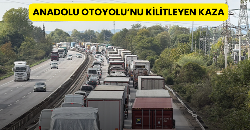 Anadolu Otoyolu’nu kilitleyen kaza: Kontrolden çıkan kamyonet yan yattı