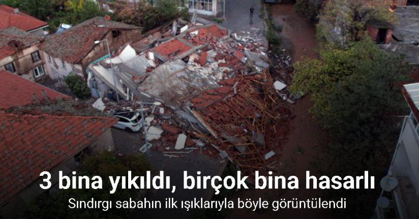 Sındırgı depreminde çöken binalar sabahın ilk ışıklarıyla böyle görüntülendiSındırgı depreminde çöken binalar sabahın ilk ışıklarıyla böyle görüntülendi