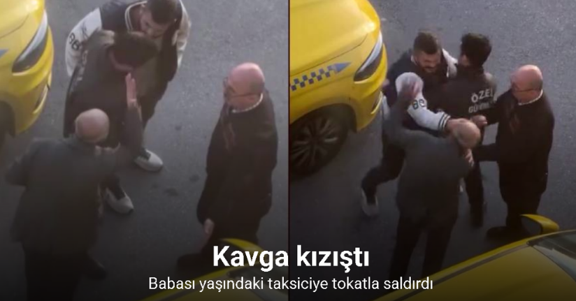 Başakşehir’de taksiciye meslektaşının tokatlı saldırısı kamerada