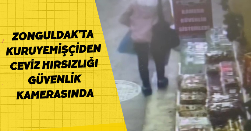 Zonguldak’ta kuruyemişçiden ceviz hırsızlığı güvenlik kamerasında