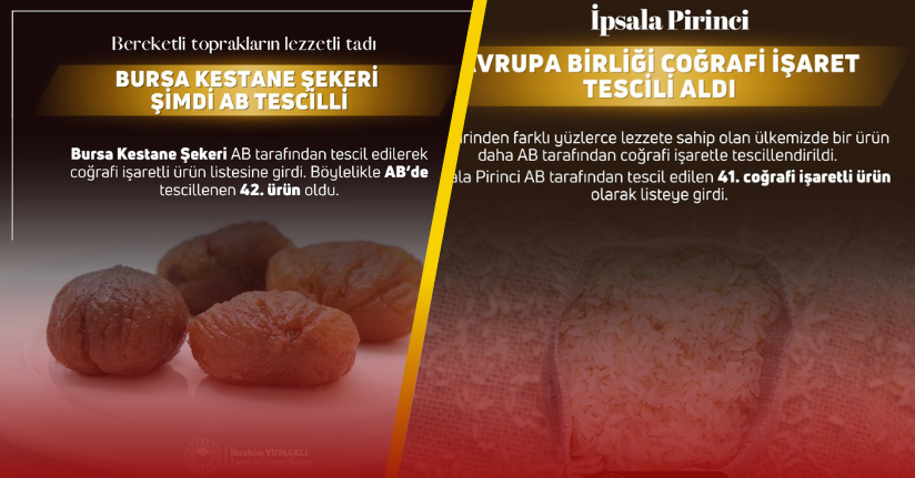 Bursa Kestane Şekeri ile İpsala Pirinci'ne AB'den coğrafi işaret tescili