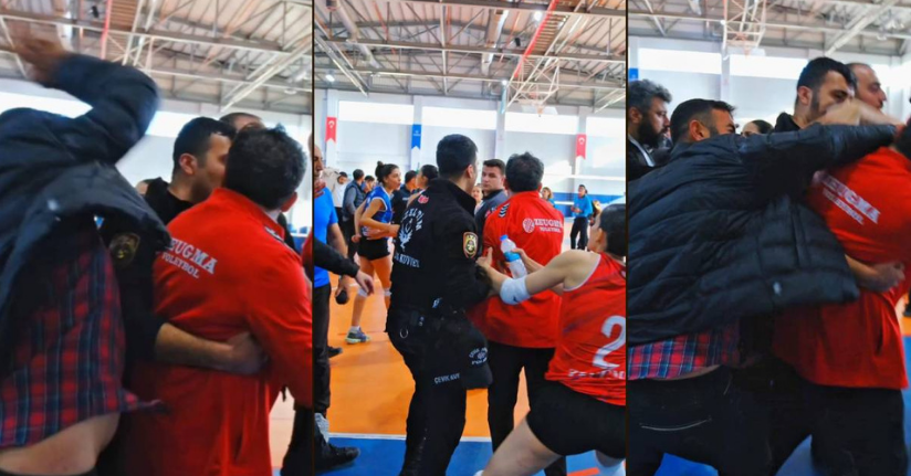 Kadın voleybol maçında kavga kamerada