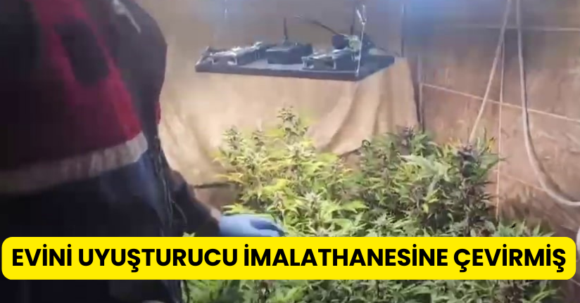 Evini uyuşturucu imalathanesine çevirmiş