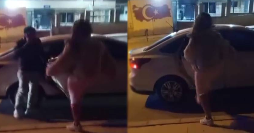 Elazığ’da bir kadın, tartıştığı şahsın arabasına saldırdı