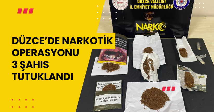 Düzce’de Narkotik Operasyonu: 3 Şahıs Tutuklandı