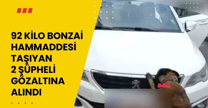 92 kilo bonzai hammaddesi taşıyan 2 şüpheli gözaltına alındı