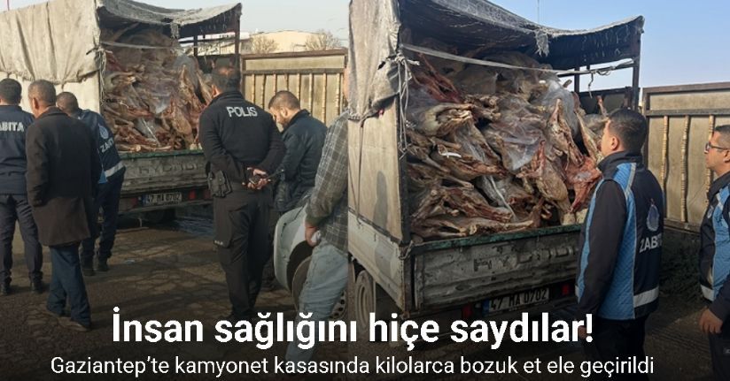 Gaziantep’te kamyonet kasasında kilolarca bozuk et ele geçirildi