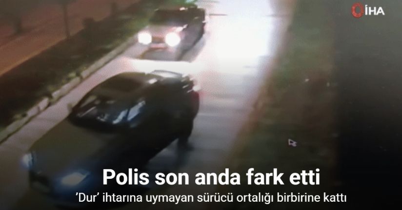 Dehşet saçan aracın polise çarpma anı kameraya yansıdı