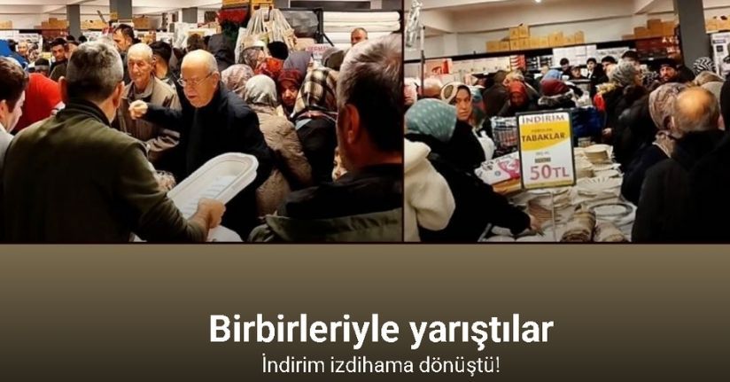 İş yeri açılışında yapılan indirim izdihama sebep oldu