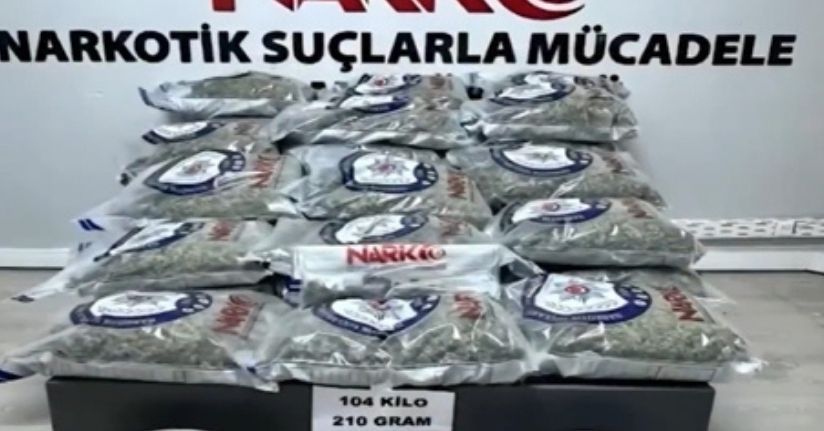 Kayseri’de 104 kilo uyuşturucu ele geçirildi