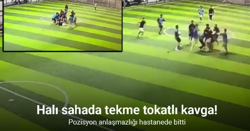 Halı sahadaki tekme tokatlı kavga kameraya yansıdı