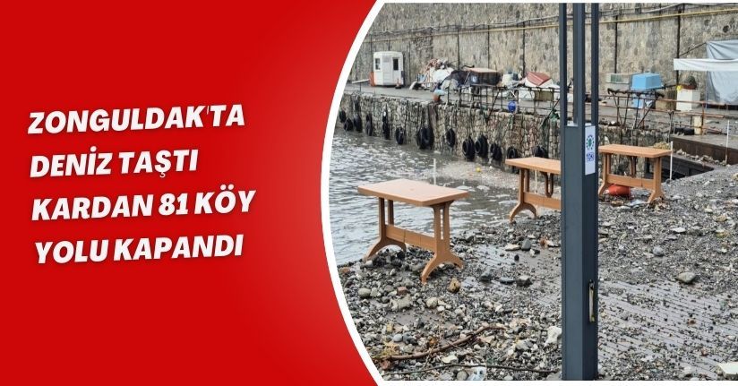 Zonguldak'ta deniz taştı, kardan 81 köy yolu kapandı