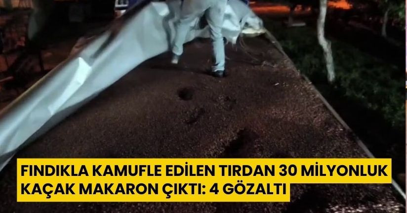 Fındıkla kamufle edilen tırdan 30 milyonluk kaçak makaron çıktı: 4 gözaltı