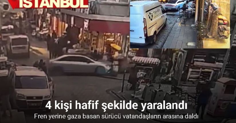 Eminönü’nde fren yerine gaza basan sürücü vatandaşların arasına daldı