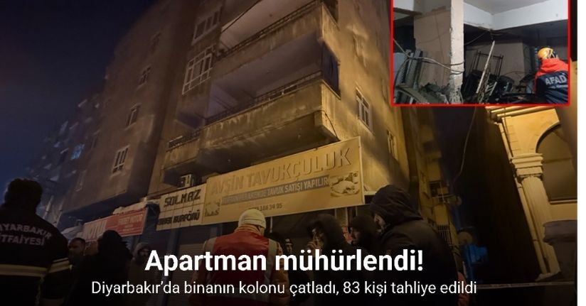 Diyarbakır’da binanın kolonu çatladı, 83 kişi tahliye edildi