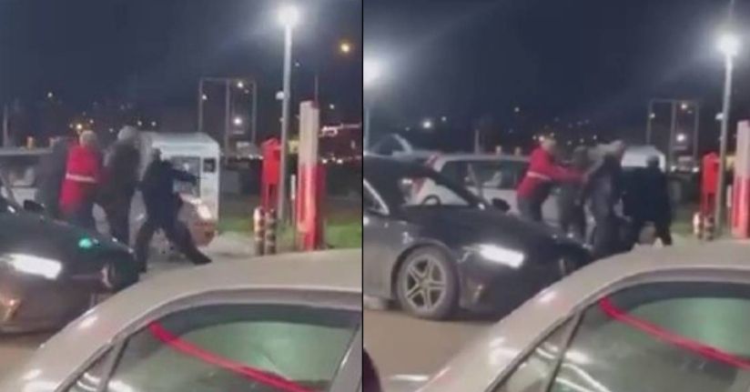 Akaryakıt istasyonunu boks ringine çevirdiler