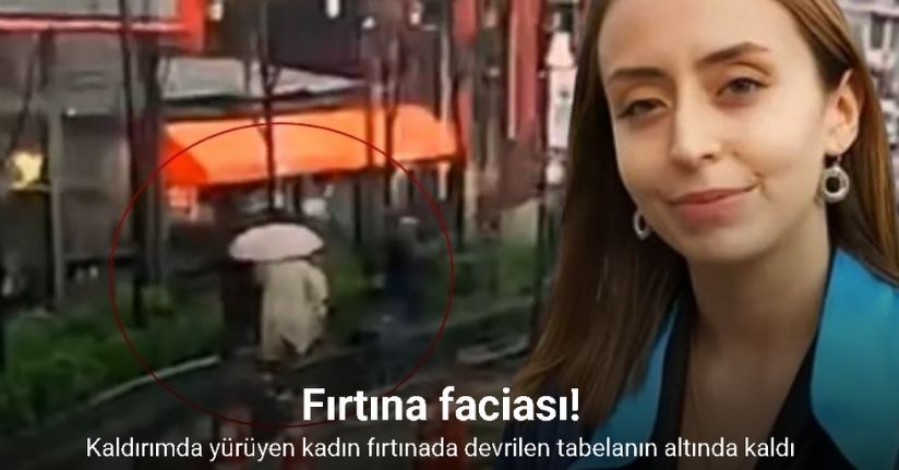 Beyoğlu’nda bir kadın fırtınada devrilen tabelanın altında kaldı