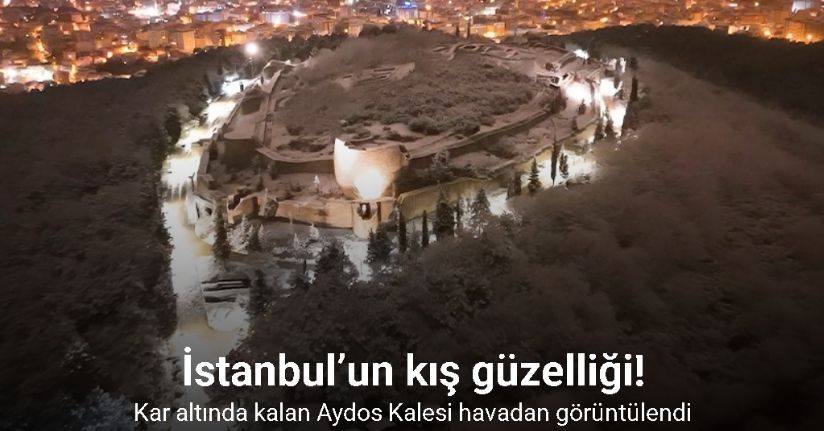 Kar altında kalan Aydos Kalesi havadan görüntülendi