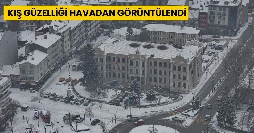 Bolu’da kar yağışı sürüyor: Kış güzelliği havadan görüntülendi