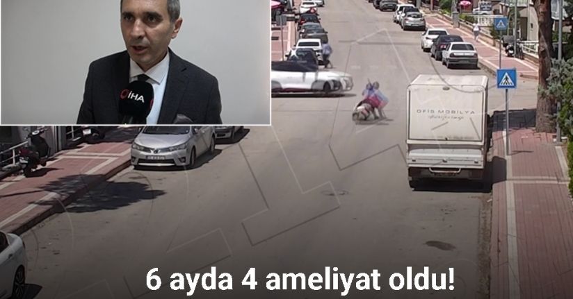 Motosikletli kaputa yapıştı, otomobil motosikletlinin üstünden geçti