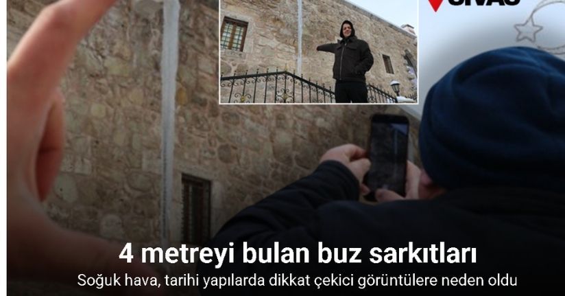 Sivas’ta soğuk hava 4 metreyi bulan buz sarkıtları oluşturdu