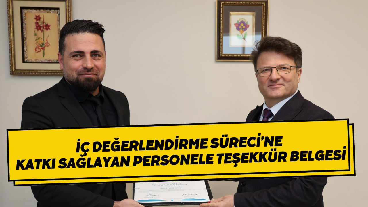 Rektör Sözbir’den Teşekkür Belgesi