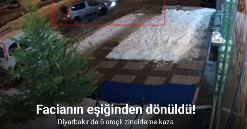 Diyarbakır’da 6 aracın karıştığı zincirleme kaza kamerada: 3 yaralı