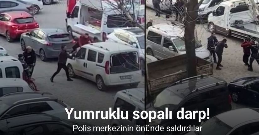 İzmir’de polis merkezi önünde sopayla darp kamerada