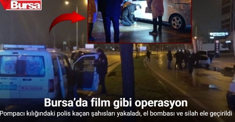 Pompacı kılığına giren polis kaçan şahısları yakaladı, el bombası ve silah ele geçirildi