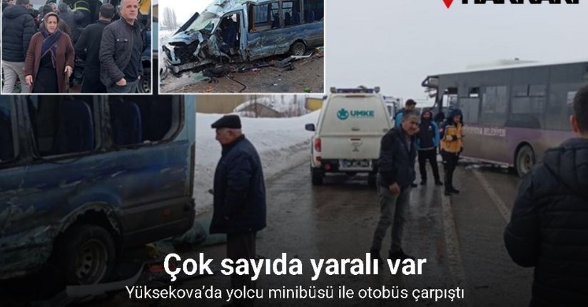 Yüksekova’da yolcu minibüsü ile otobüs çarpıştı: Çok sayıda yaralı var