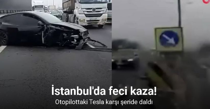 Otopilottaki Tesla karşı şeride daldı: O anlar kamerada