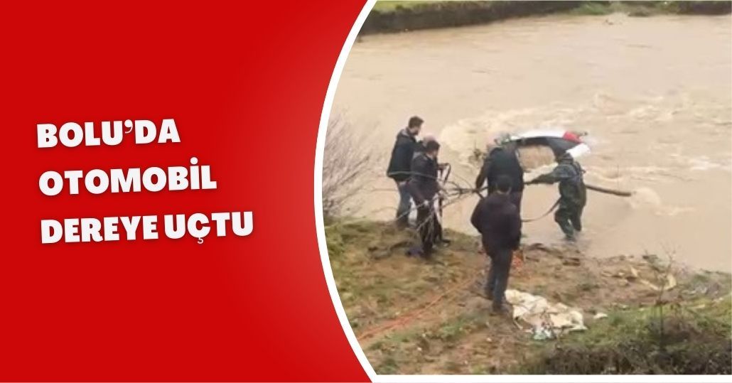 Sürücü kıyıya çıktı, otomobil suda kaldı: Vatandaşlar halatla müdahale etti