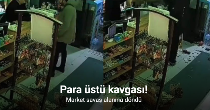 Bursa’da para üstü kavgası kamerada: Market savaş alanına döndü