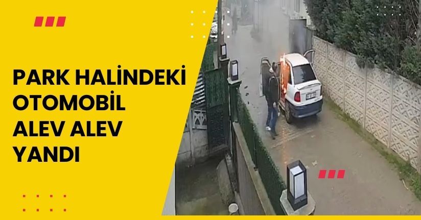 Park halindeki otomobil alev alev yandı