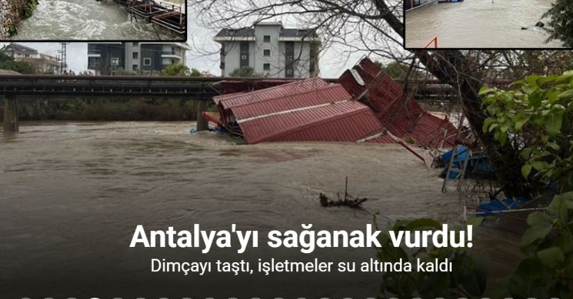 Dimçayı taştı, işletmeler su altında kaldı hasarın boyutu dronla görüntülendi