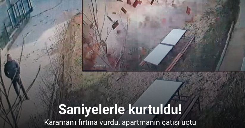 Uçan çatının altında kalmaktan saniyelerle kurtuldu