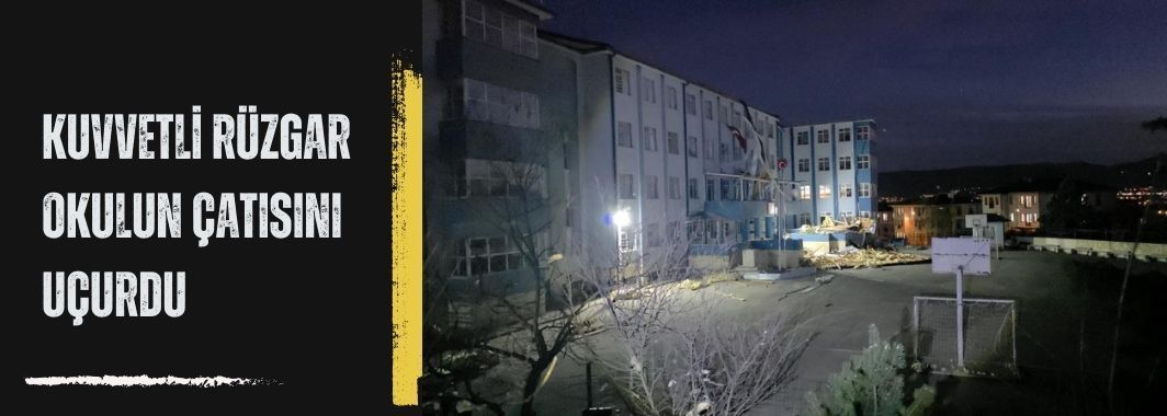 Düzce’de kuvvetli rüzgar okulun çatısını uçurdu