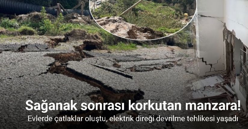 Alanya’da sağanak sonrası korkutan manzara